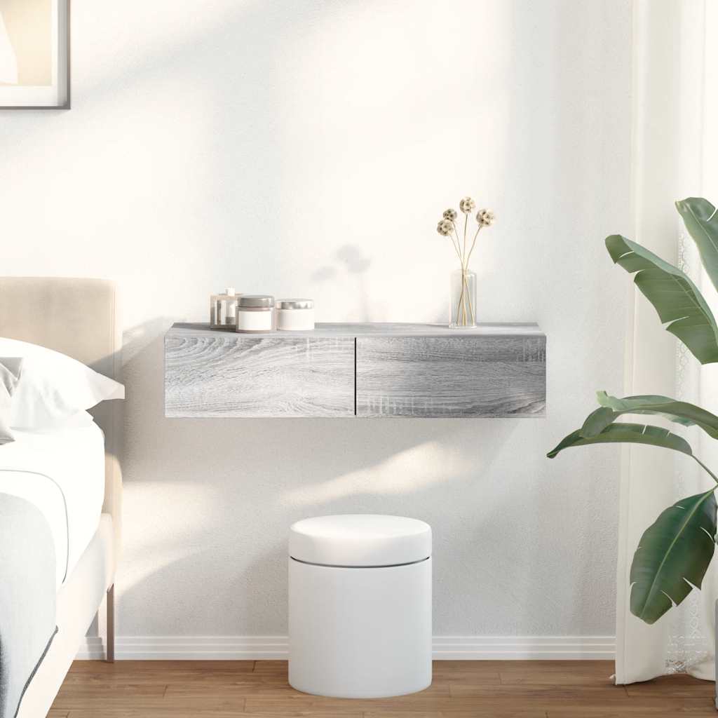 Wall shelf with drawers Grey Sonoma 80x33x17 cm wood material