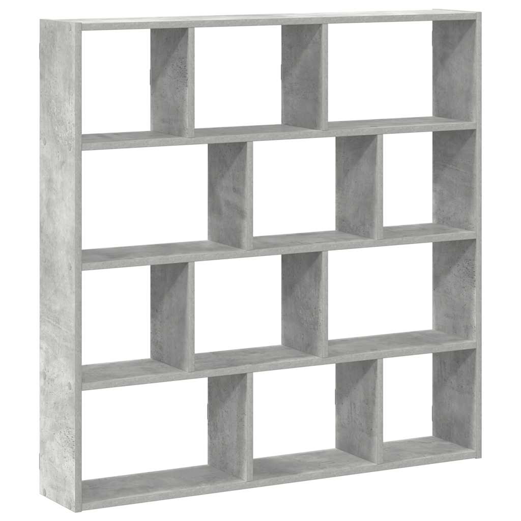 Cube shelf 12 compartments concrete grey wood material