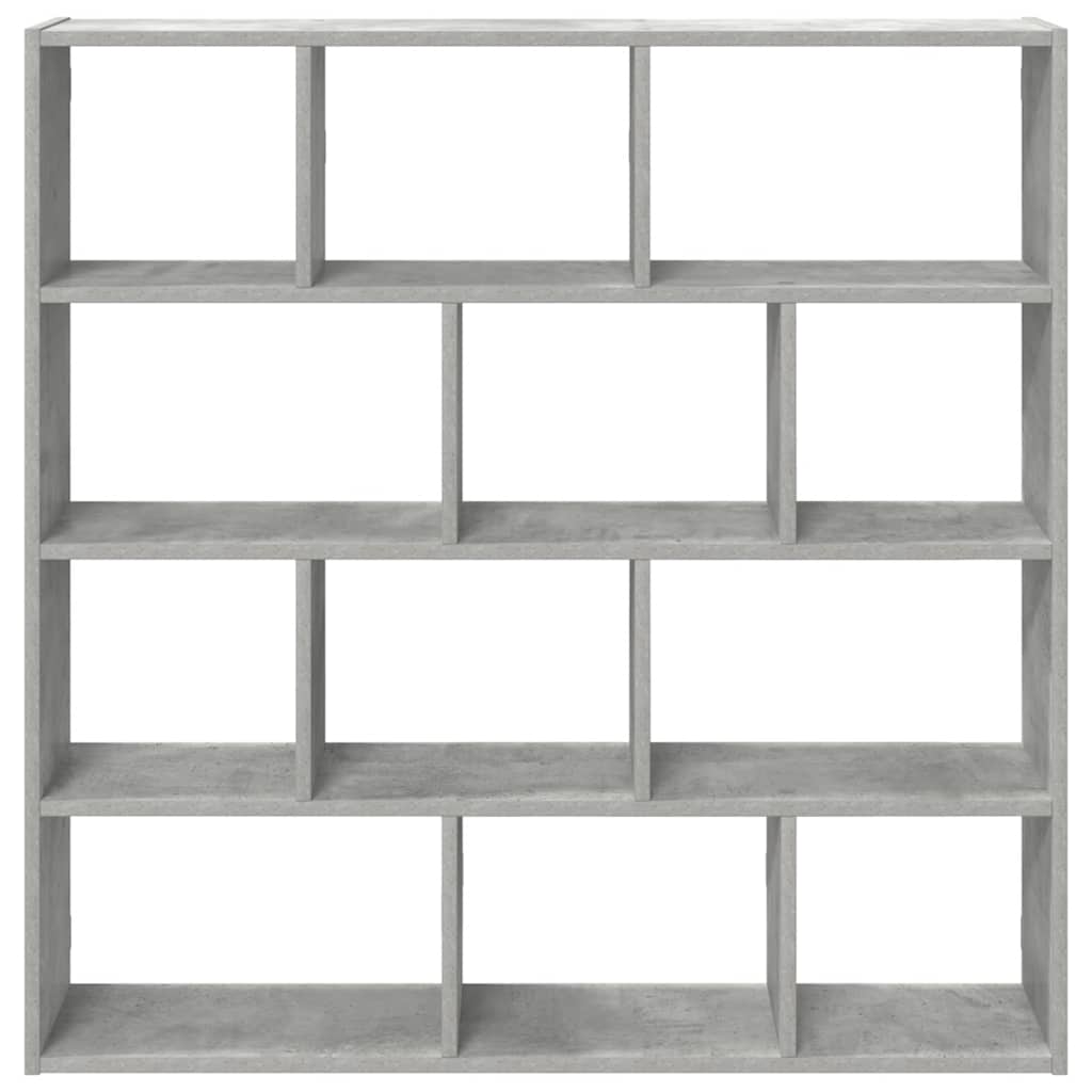Cube shelf 12 compartments concrete grey wood material