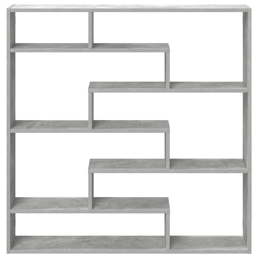Cube shelf 7 compartments concrete grey wood material