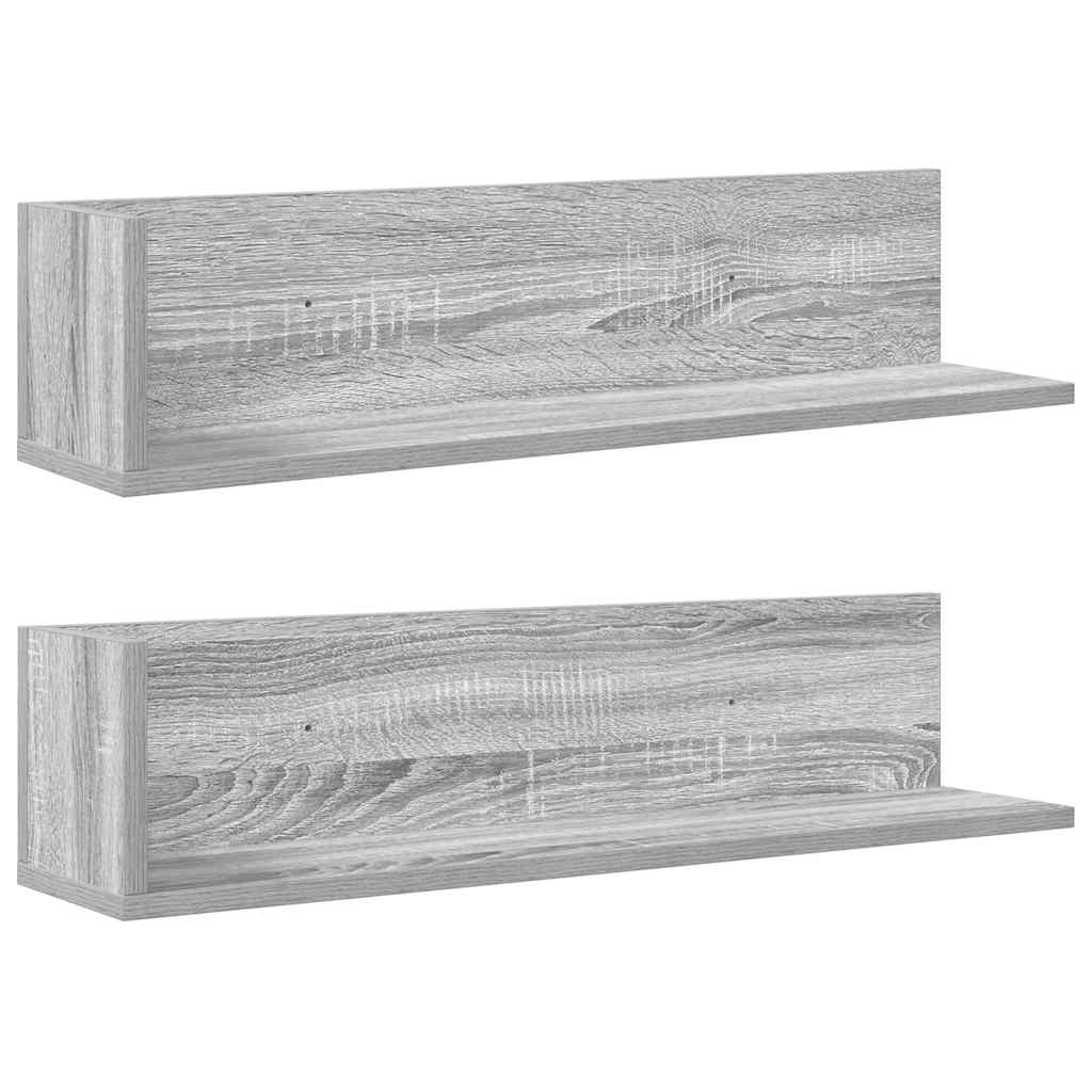 Wall shelves 2 pcs. Gray Sonoma 75x16.5x16.5 cm wood material
