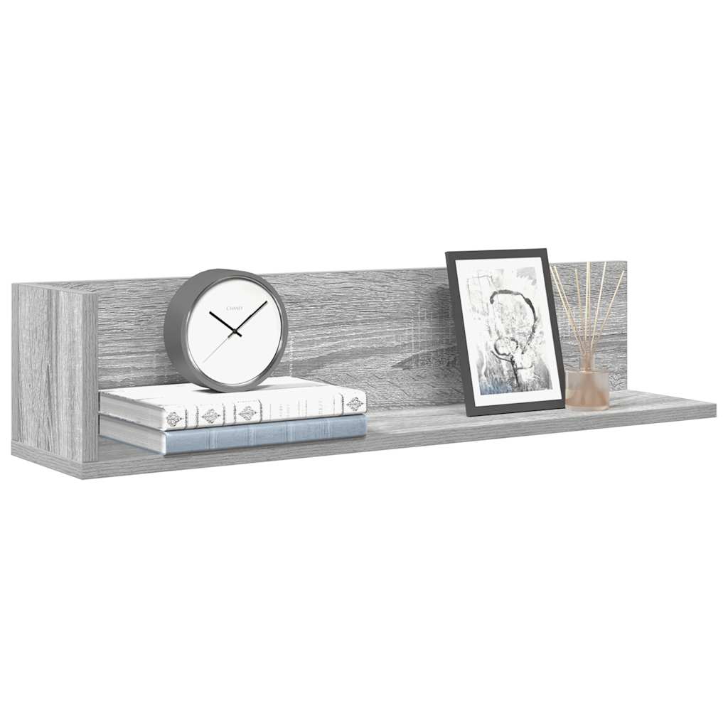Wall shelves 2 pcs. Gray Sonoma 75x16.5x16.5 cm wood material