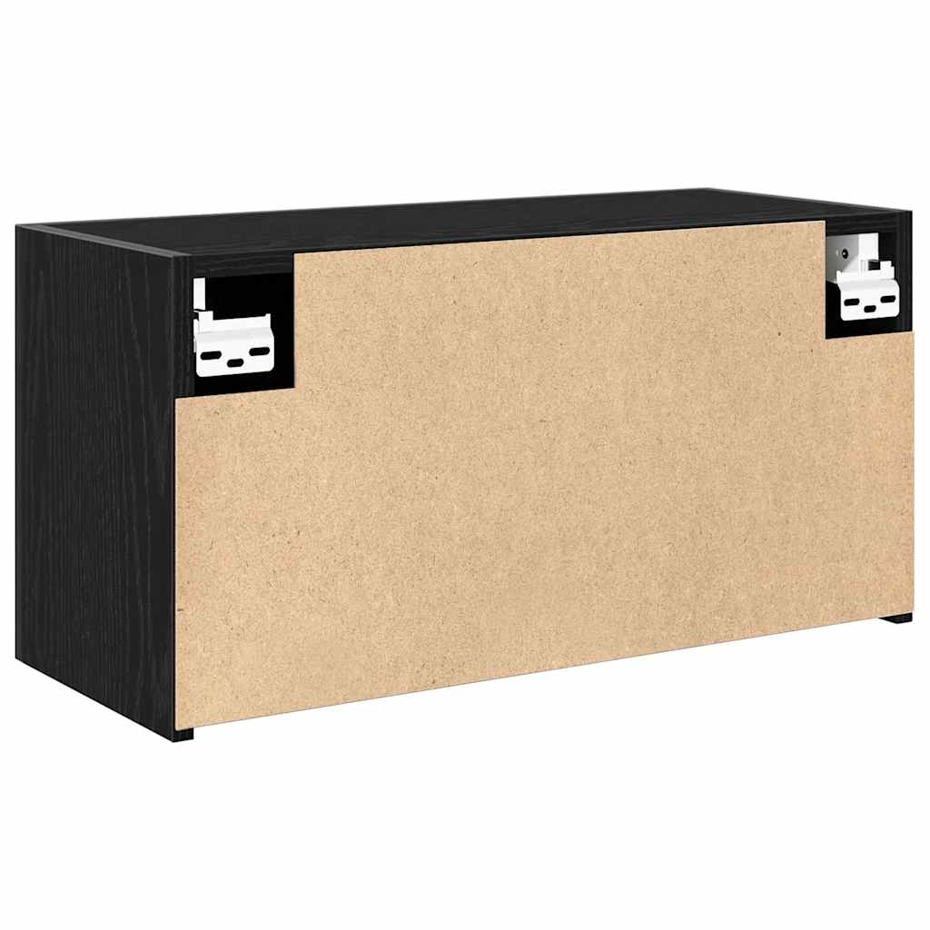 Armoire murale de salle de bain noire 60x25x30 cm en bois