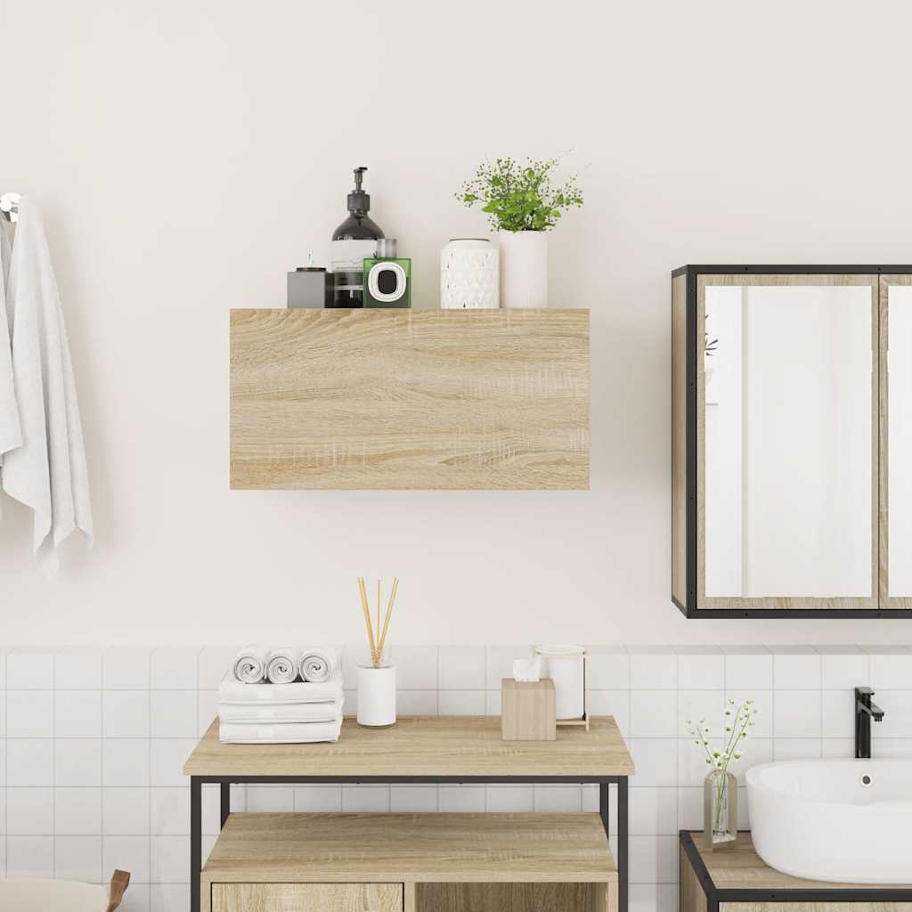 Meuble mural de salle de bain chêne Sonoma 60x25x30 cm matériau bois