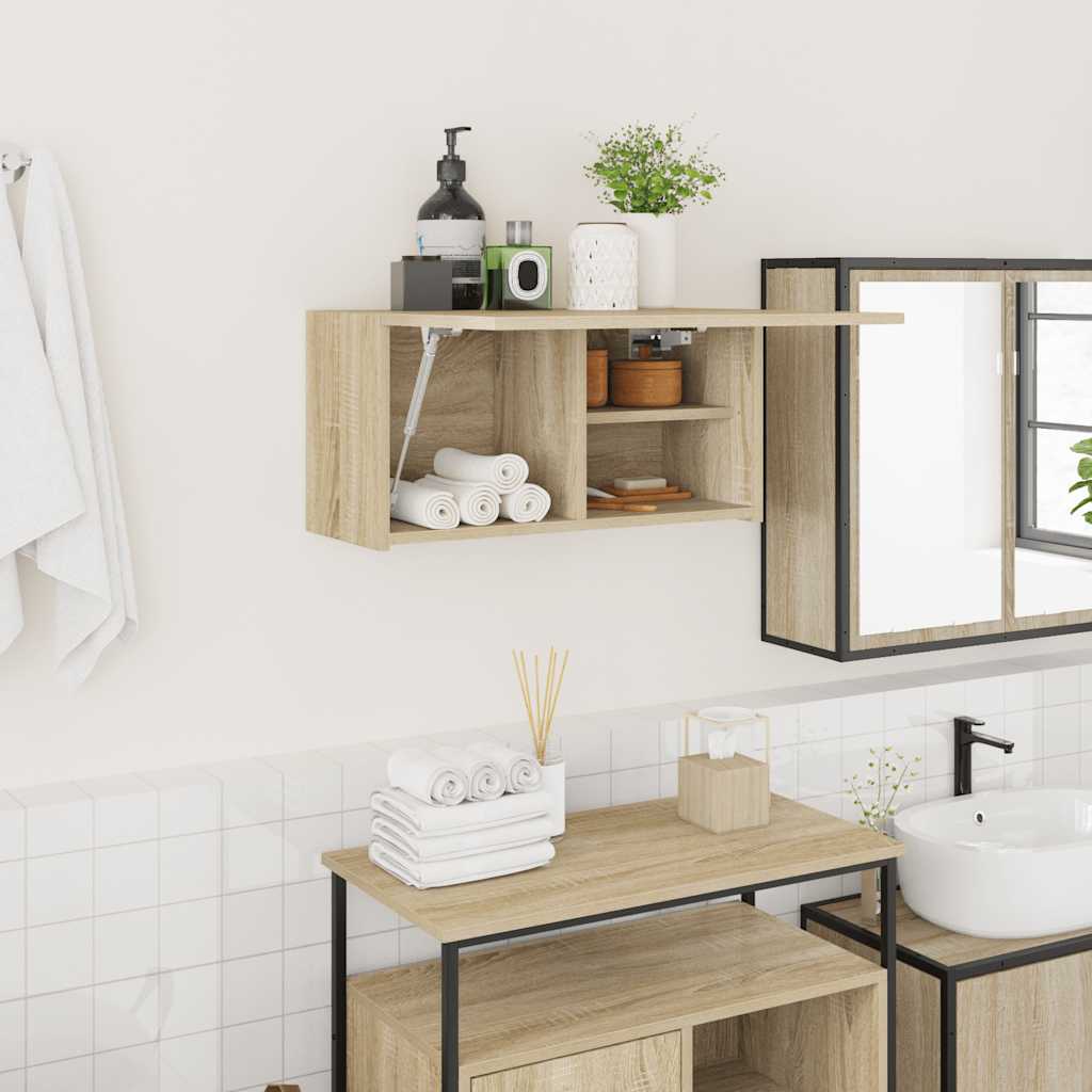 Meuble mural de salle de bain chêne Sonoma 60x25x30 cm matériau bois