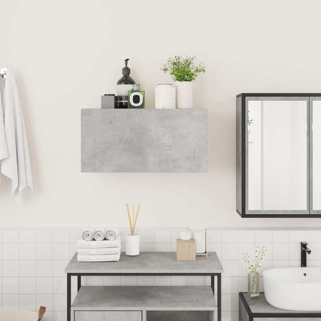 Bathroom Wall Cabinet Concrete Grey 60x25x30 cm Wood Material