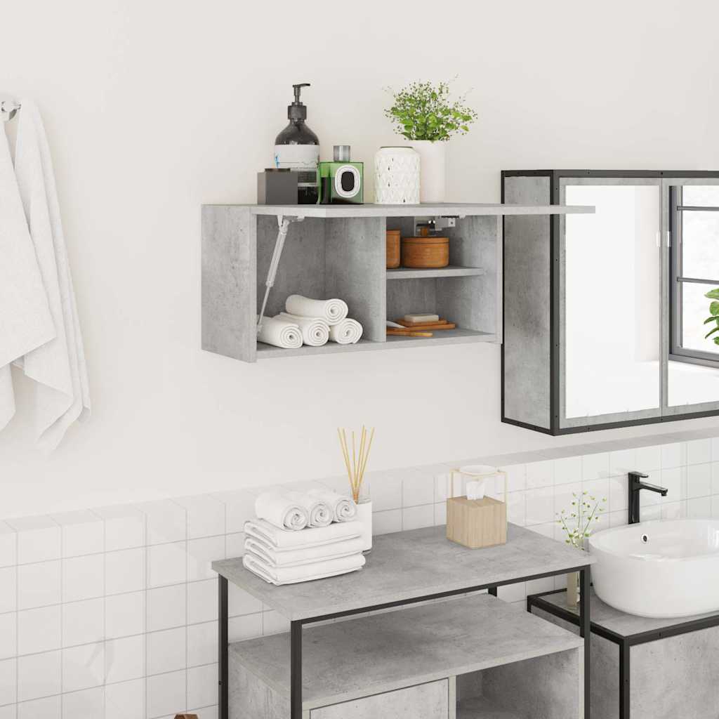 Bathroom Wall Cabinet Concrete Grey 60x25x30 cm Wood Material