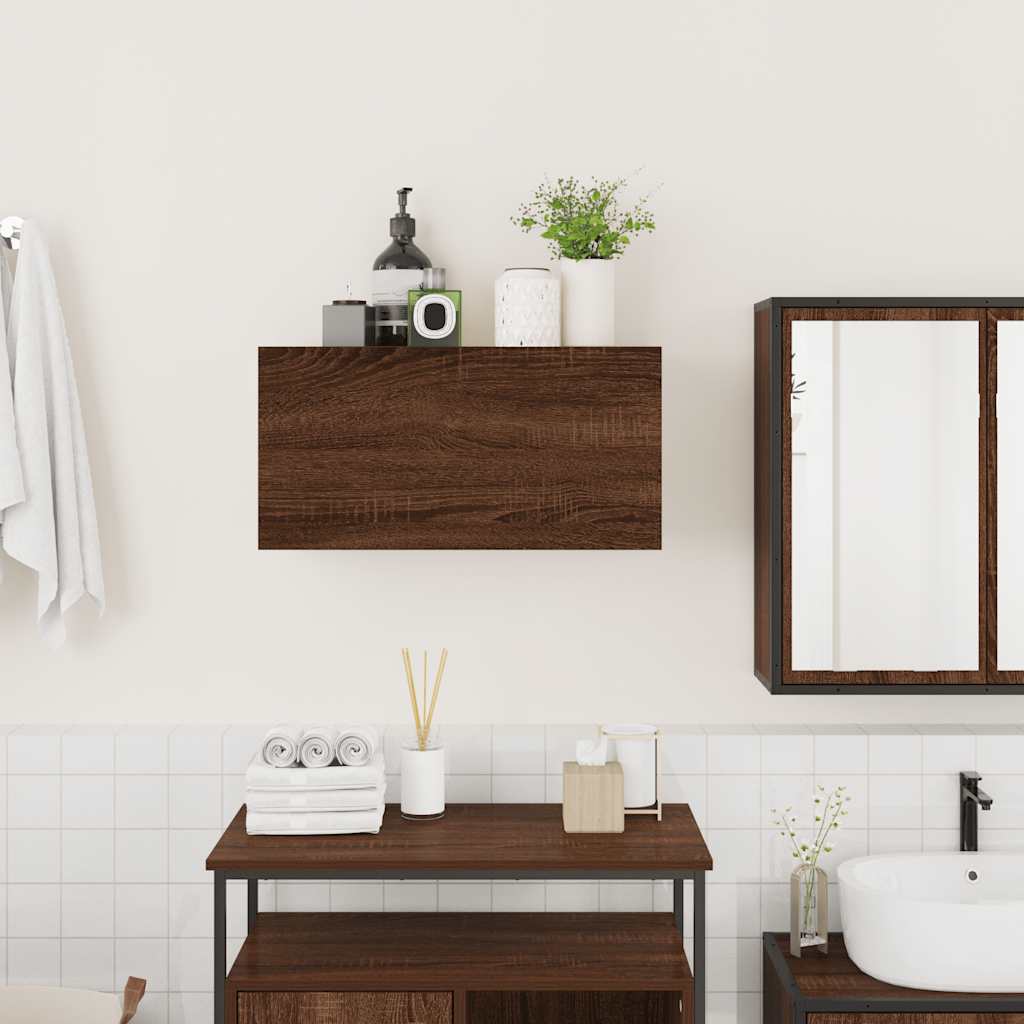 Armoire murale de salle de bain aspect chêne marron 60x25x30 cm matériau bois