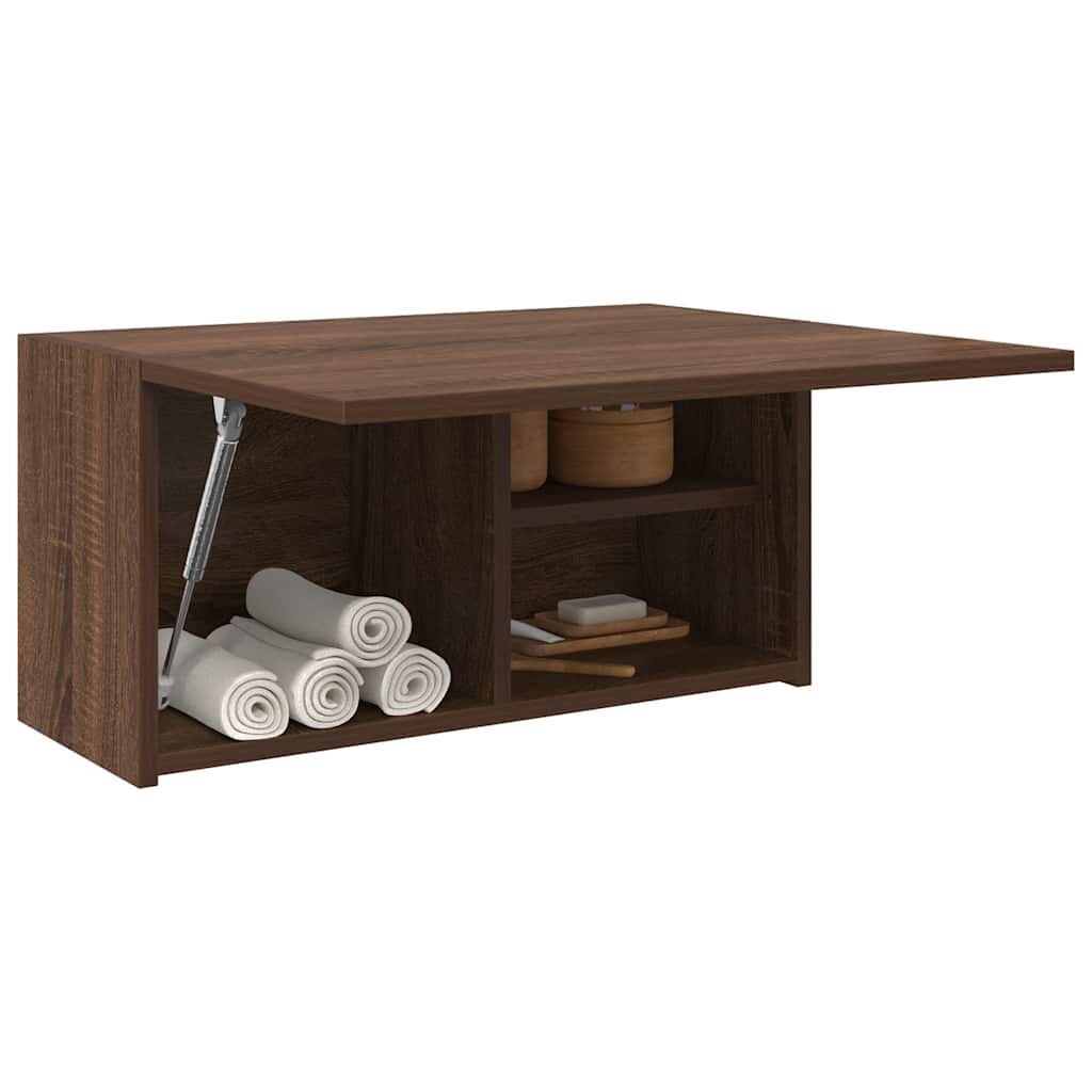 Armoire murale de salle de bain aspect chêne marron 60x25x30 cm matériau bois