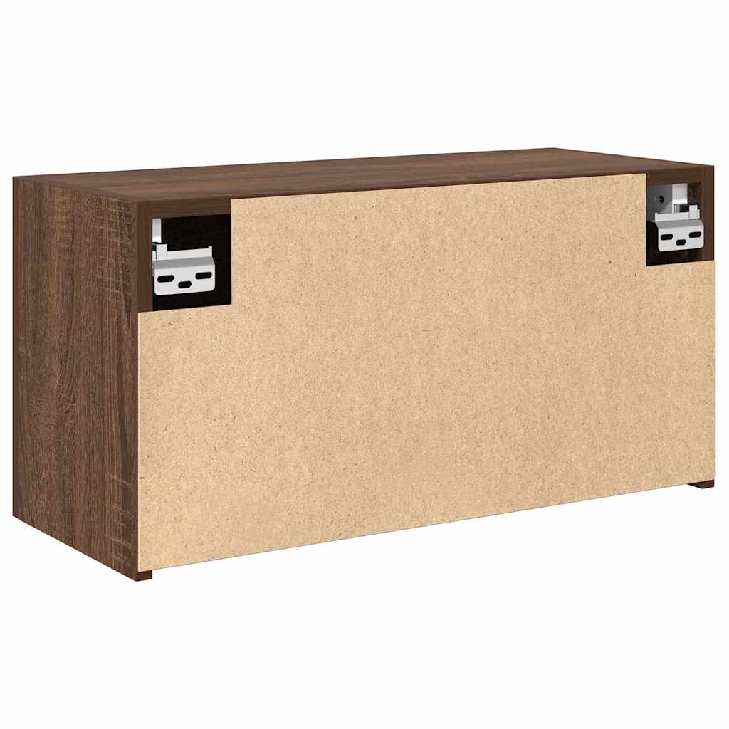 Armoire murale de salle de bain aspect chêne marron 60x25x30 cm matériau bois