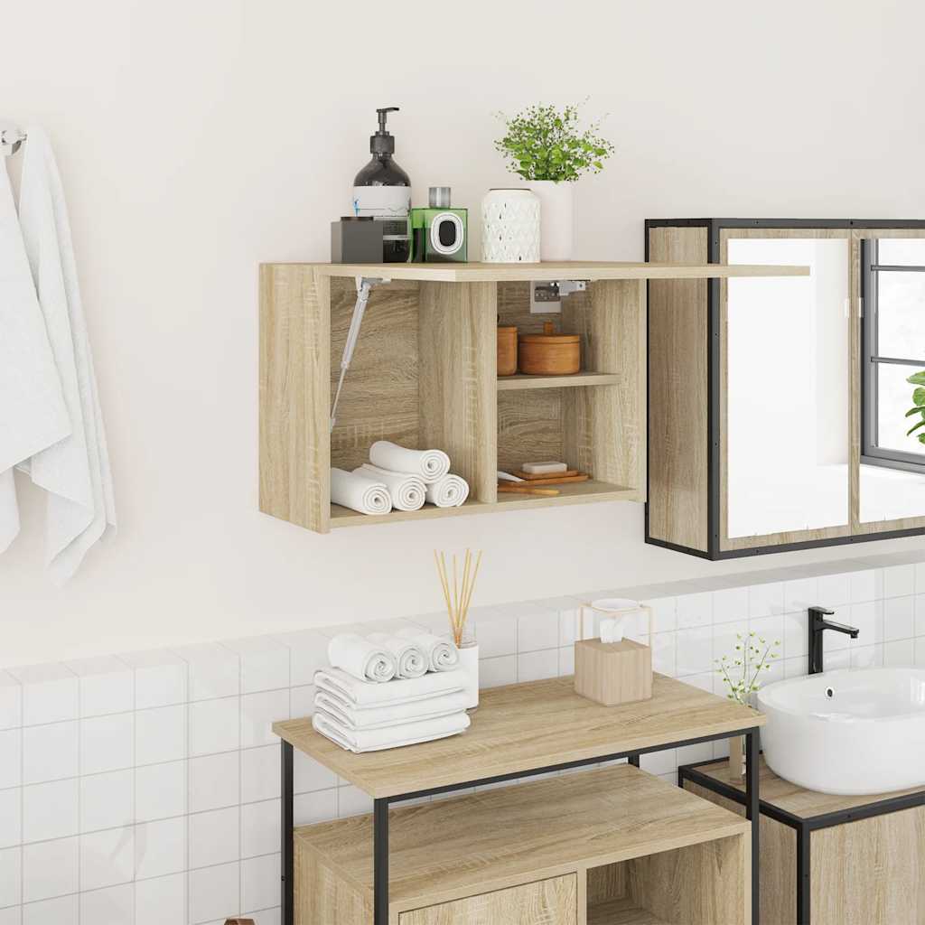 Meuble mural de salle de bain chêne Sonoma 60x25x40 cm matériau bois