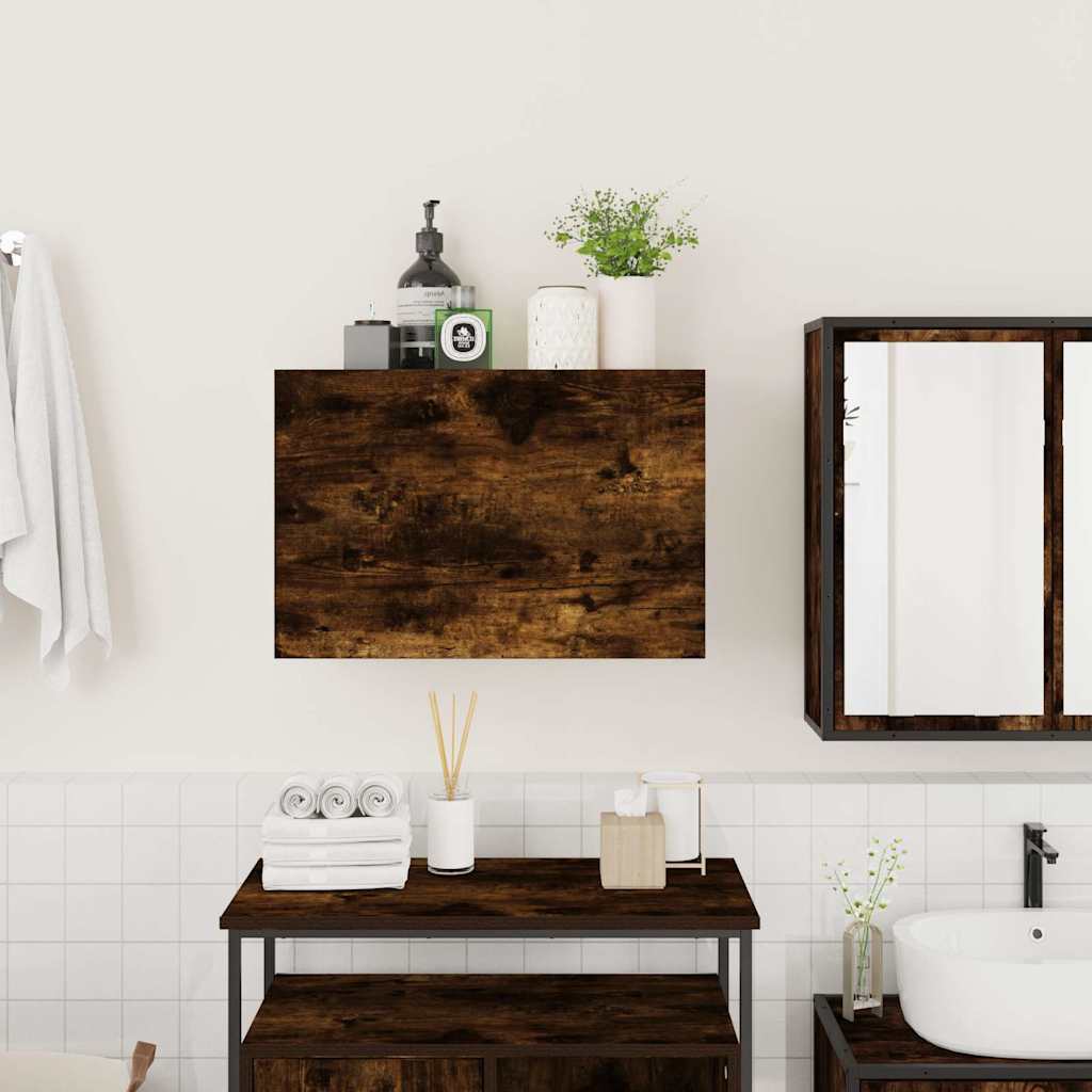 Armoire murale de salle de bain chêne fumé 60x25x40 cm matériau bois