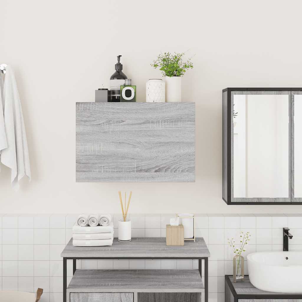 Bathroom Wall Cabinet Gray Sonoma 60x25x40 cm Wood Material