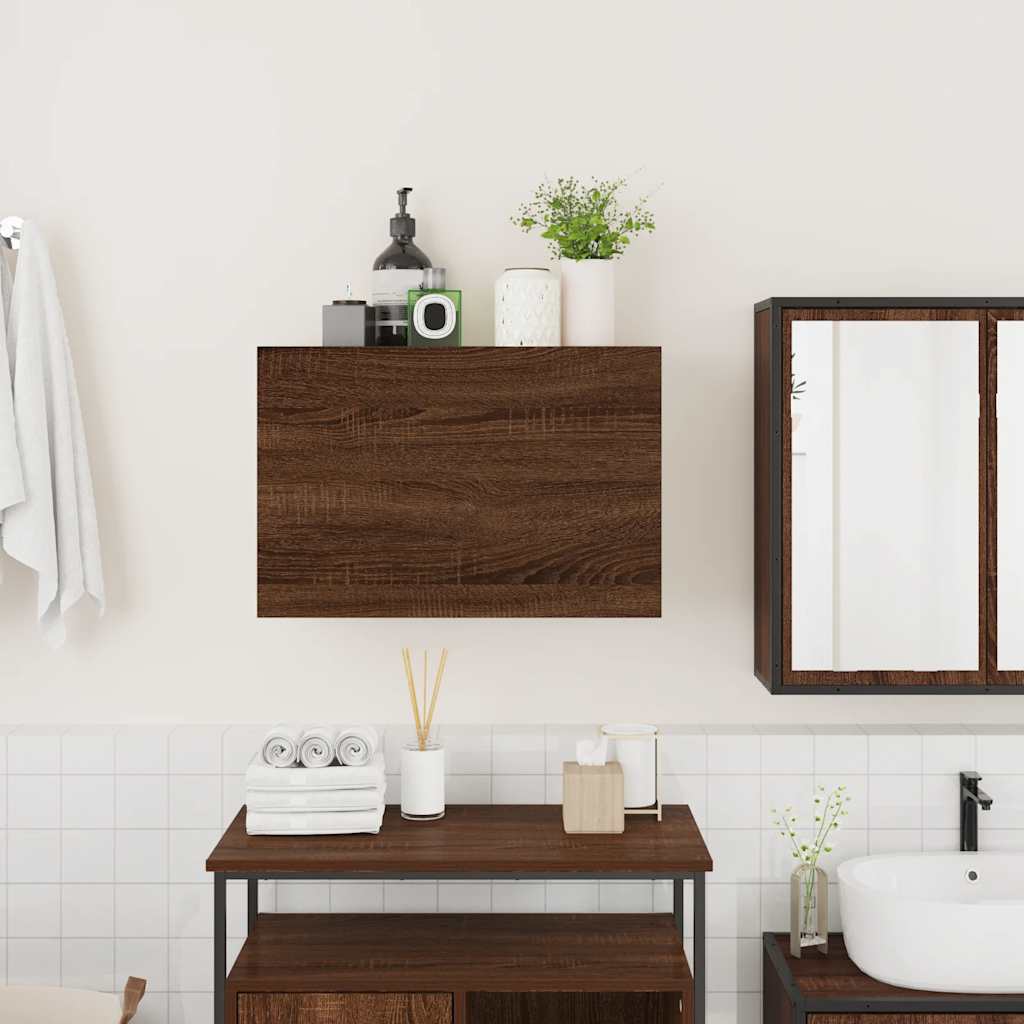 Armoire murale de salle de bain aspect chêne marron 60x25x40 cm matériau bois