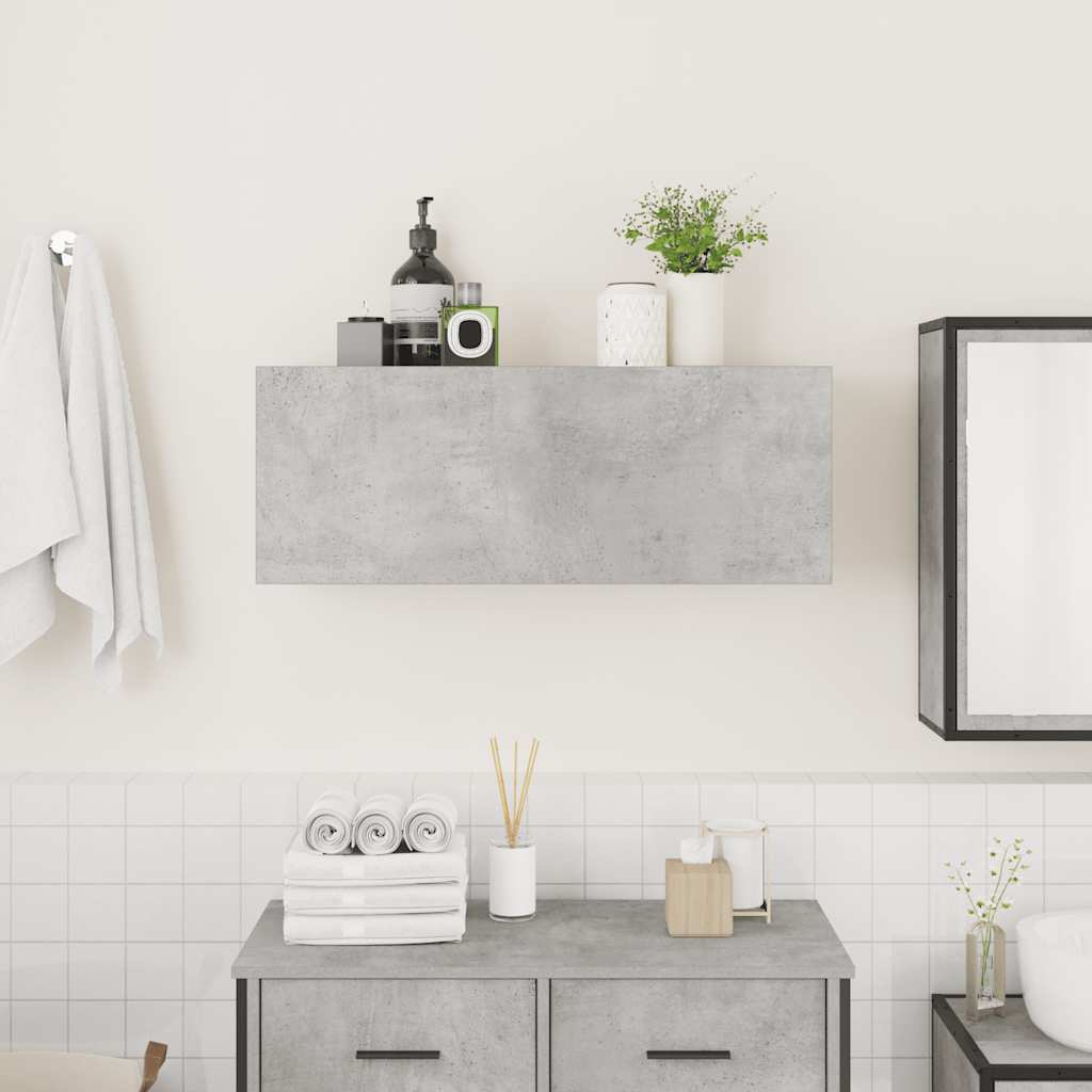 Bathroom Wall Cabinet Concrete Grey 80x25x30 cm Wood Material