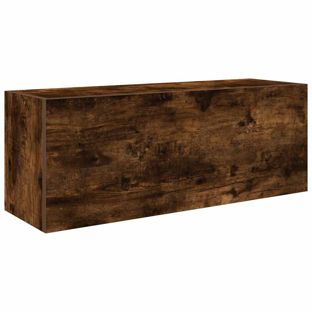 Meuble mural de salle de bain chêne fumé 80x25x30 cm matériau bois
