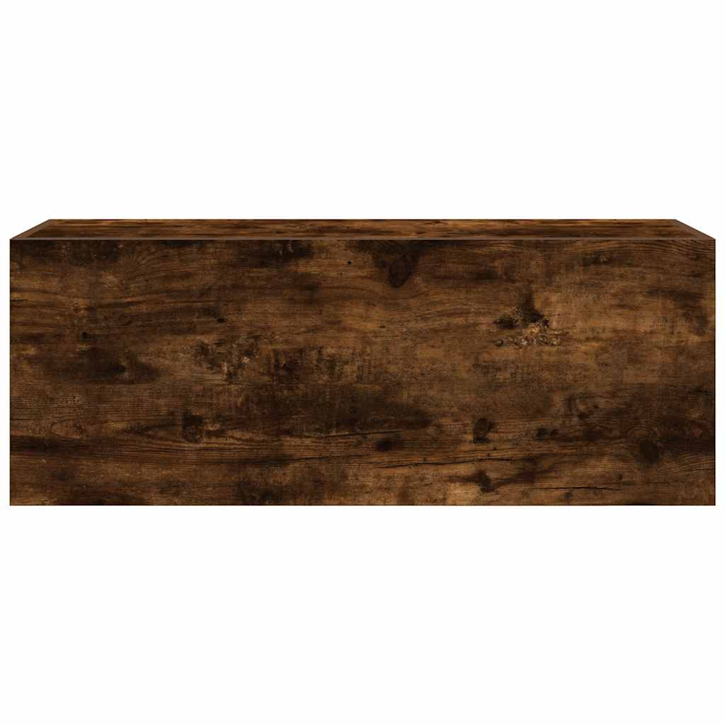 Meuble mural de salle de bain chêne fumé 80x25x30 cm matériau bois