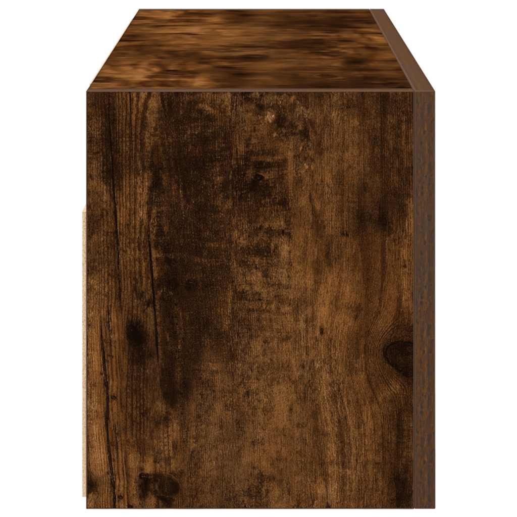 Meuble mural de salle de bain chêne fumé 80x25x30 cm matériau bois