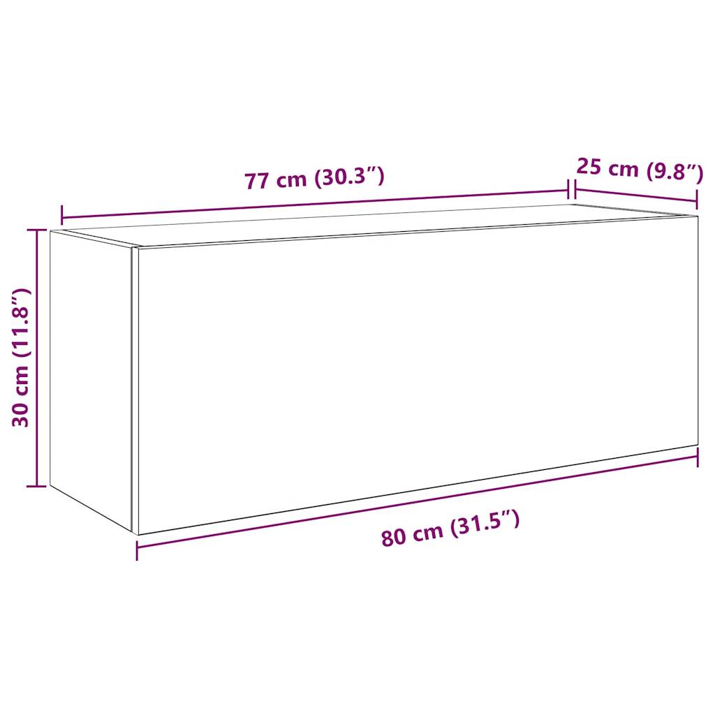 Meuble mural de salle de bain chêne fumé 80x25x30 cm matériau bois
