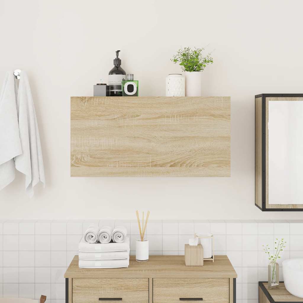 Meuble mural de salle de bain chêne Sonoma 80x25x40 cm matériau bois