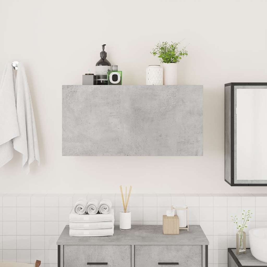 Bathroom Wall Cabinet Concrete Grey 80x25x40 cm Wood Material