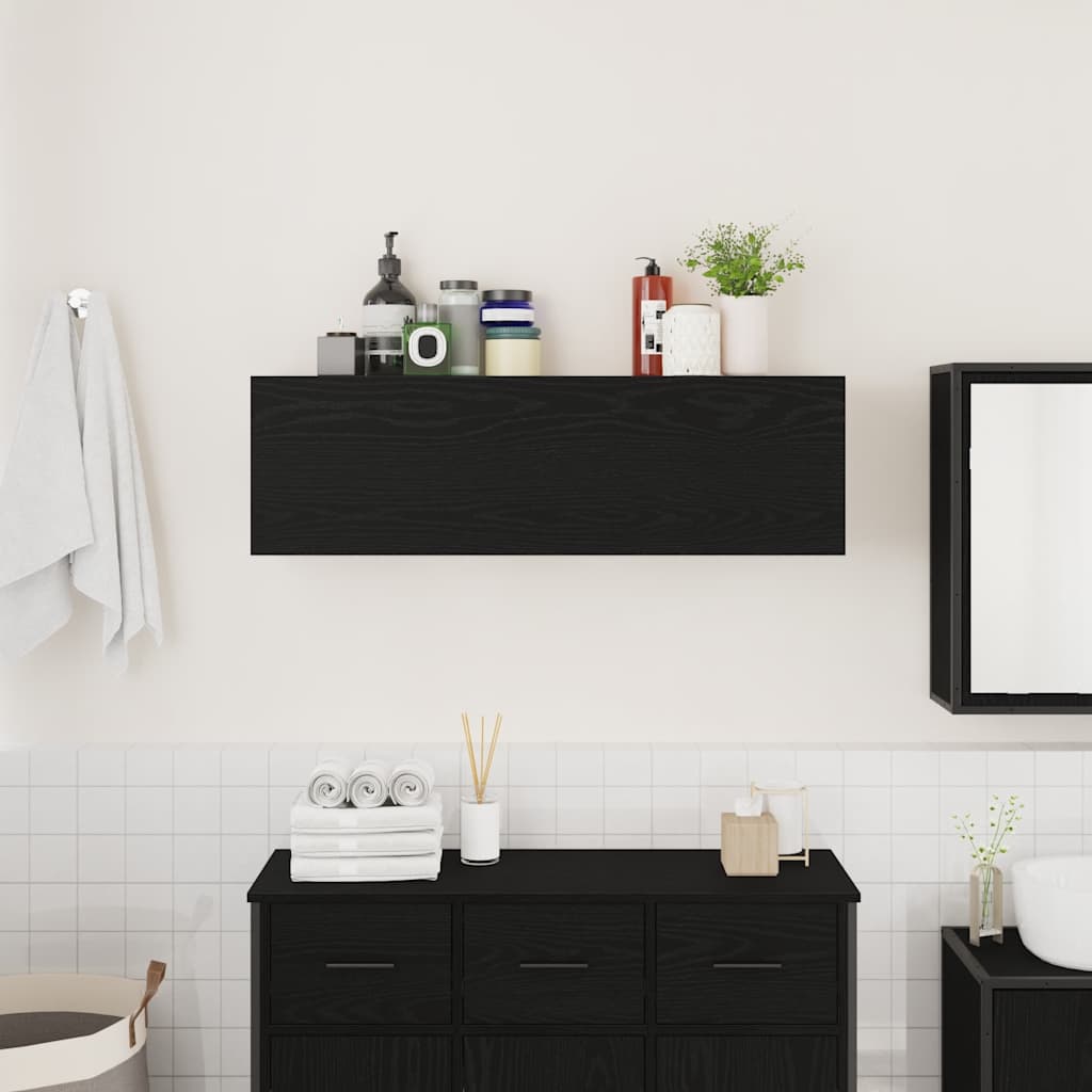 Armoire murale de salle de bain noire 100x25x30 cm en bois