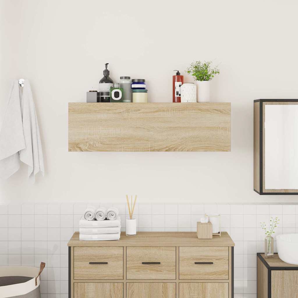 Meuble mural de salle de bain chêne Sonoma 100x25x30 cm matériau bois