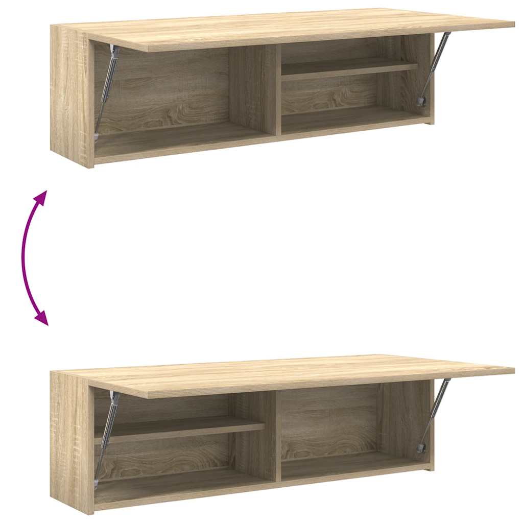 Meuble mural de salle de bain chêne Sonoma 100x25x30 cm matériau bois