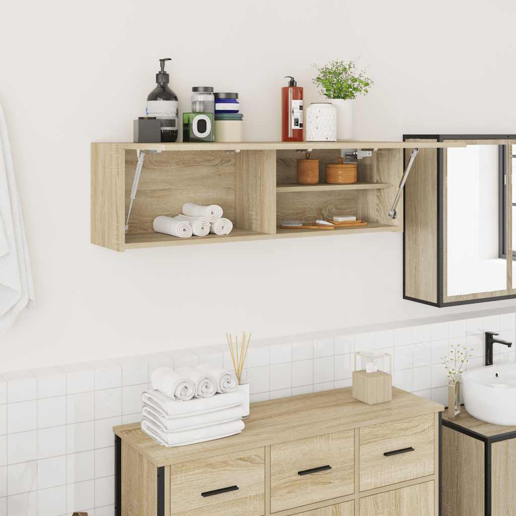 Meuble mural de salle de bain chêne Sonoma 100x25x30 cm matériau bois