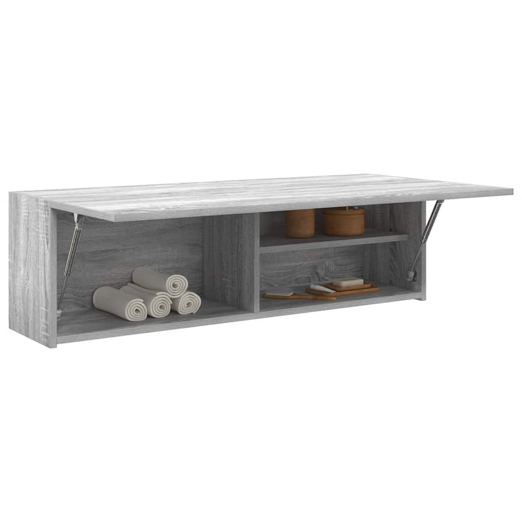 Bathroom Wall Cabinet Gray Sonoma 100x25x30 cm Wood Material