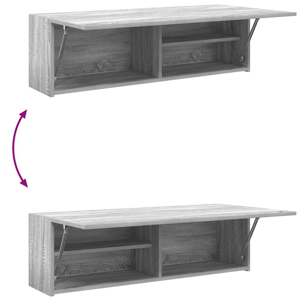 Bathroom Wall Cabinet Gray Sonoma 100x25x30 cm Wood Material