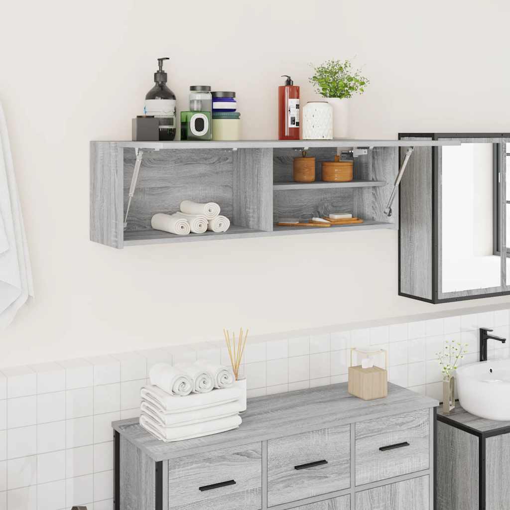 Bathroom Wall Cabinet Gray Sonoma 100x25x30 cm Wood Material