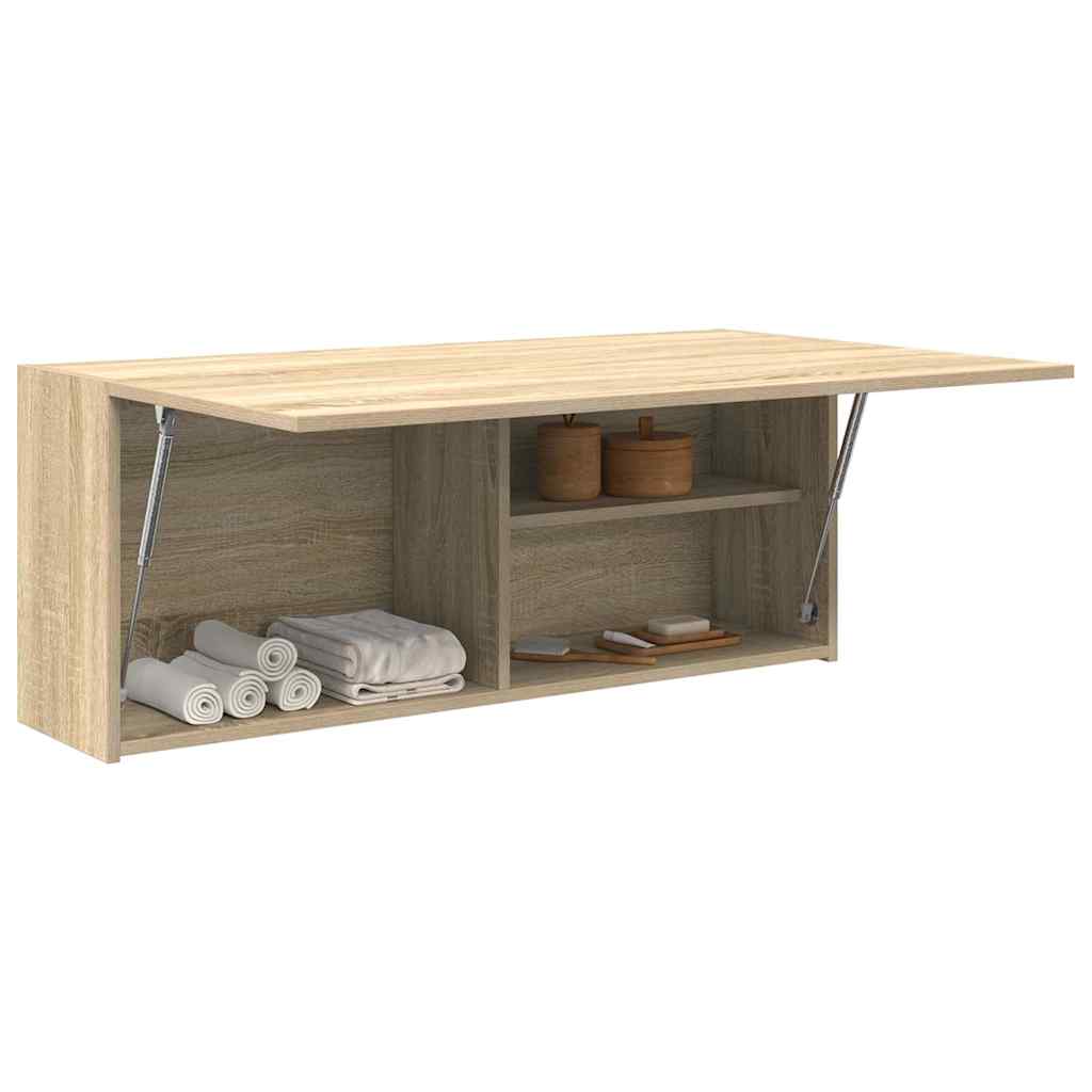 Meuble mural de salle de bain chêne Sonoma 100x25x40 cm matériau bois