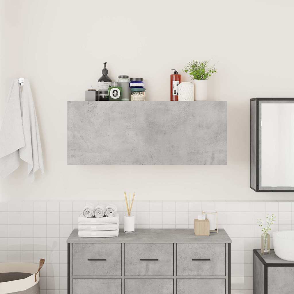 Bathroom Wall Cabinet Concrete Grey 100x25x40 cm Wood Material