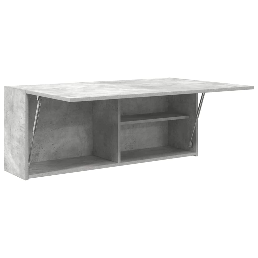 Bathroom Wall Cabinet Concrete Grey 100x25x40 cm Wood Material