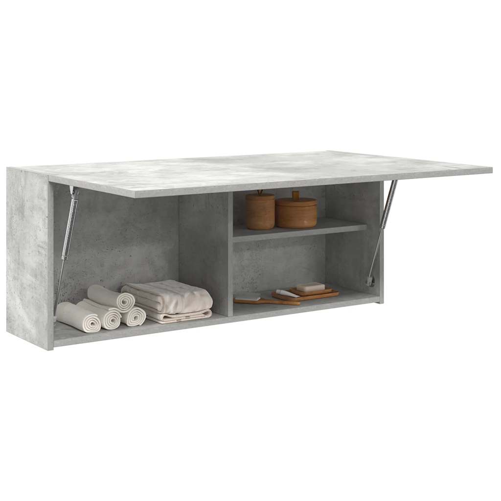 Bathroom Wall Cabinet Concrete Grey 100x25x40 cm Wood Material