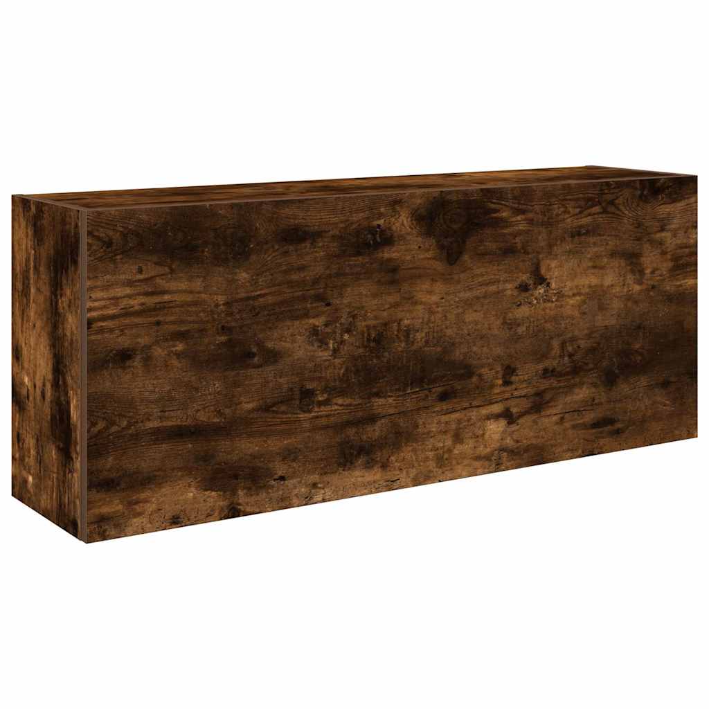 Meuble mural de salle de bain chêne fumé 100x25x40 cm matériau bois