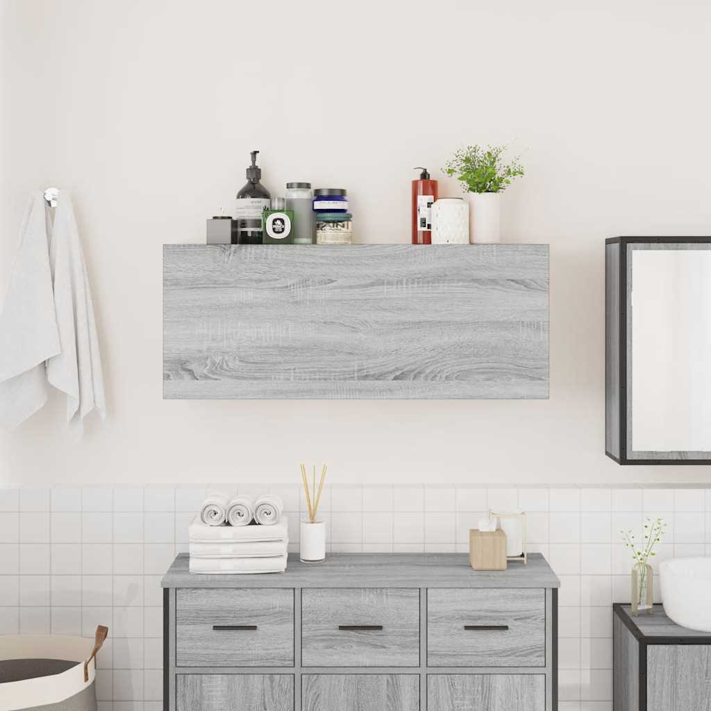 Bathroom Wall Cabinet Gray Sonoma 100x25x40 cm Wood Material