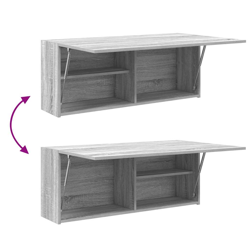 Bathroom Wall Cabinet Gray Sonoma 100x25x40 cm Wood Material