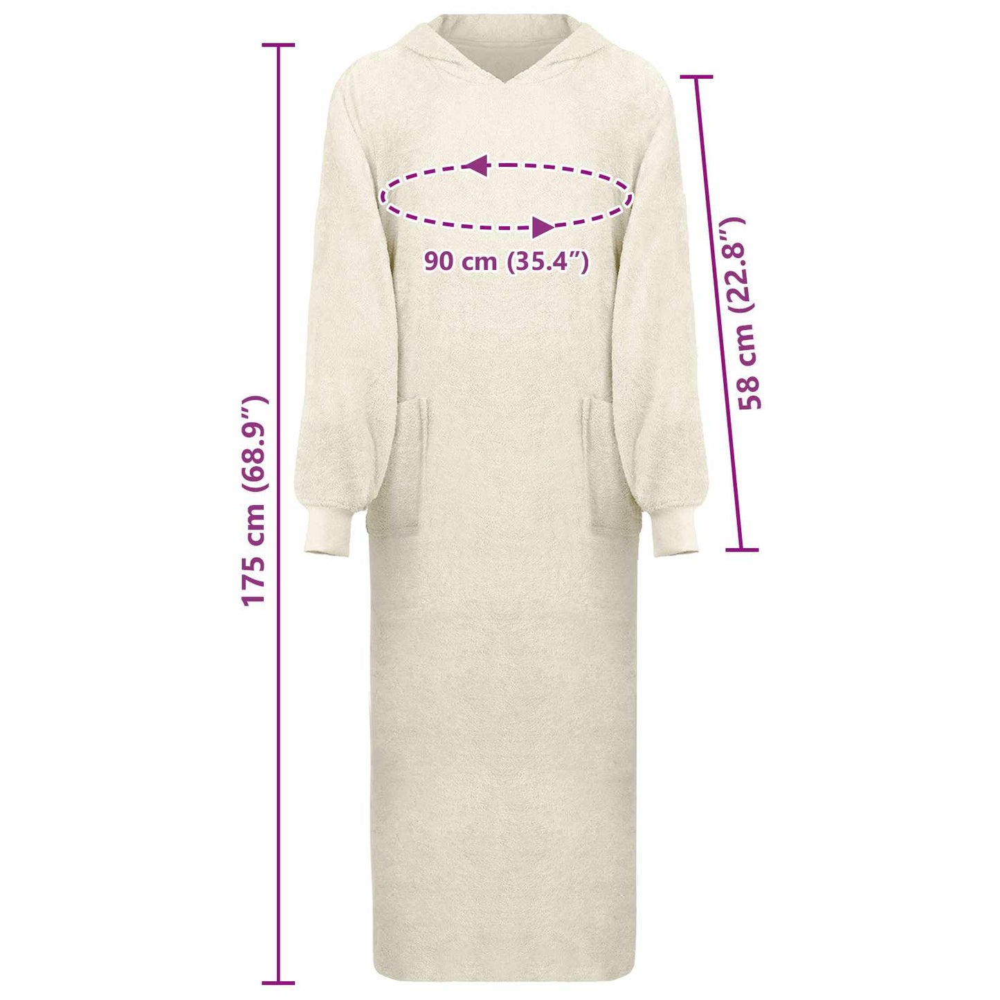 Decken-Hoodie KINN Creme XXL Baumwolle