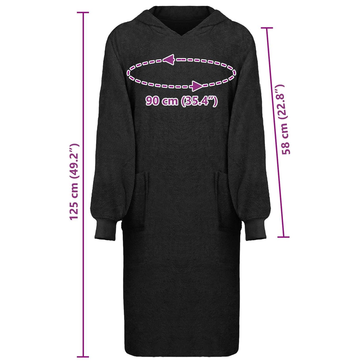 Decken-Hoodie KINN Schwarz XL Baumwolle