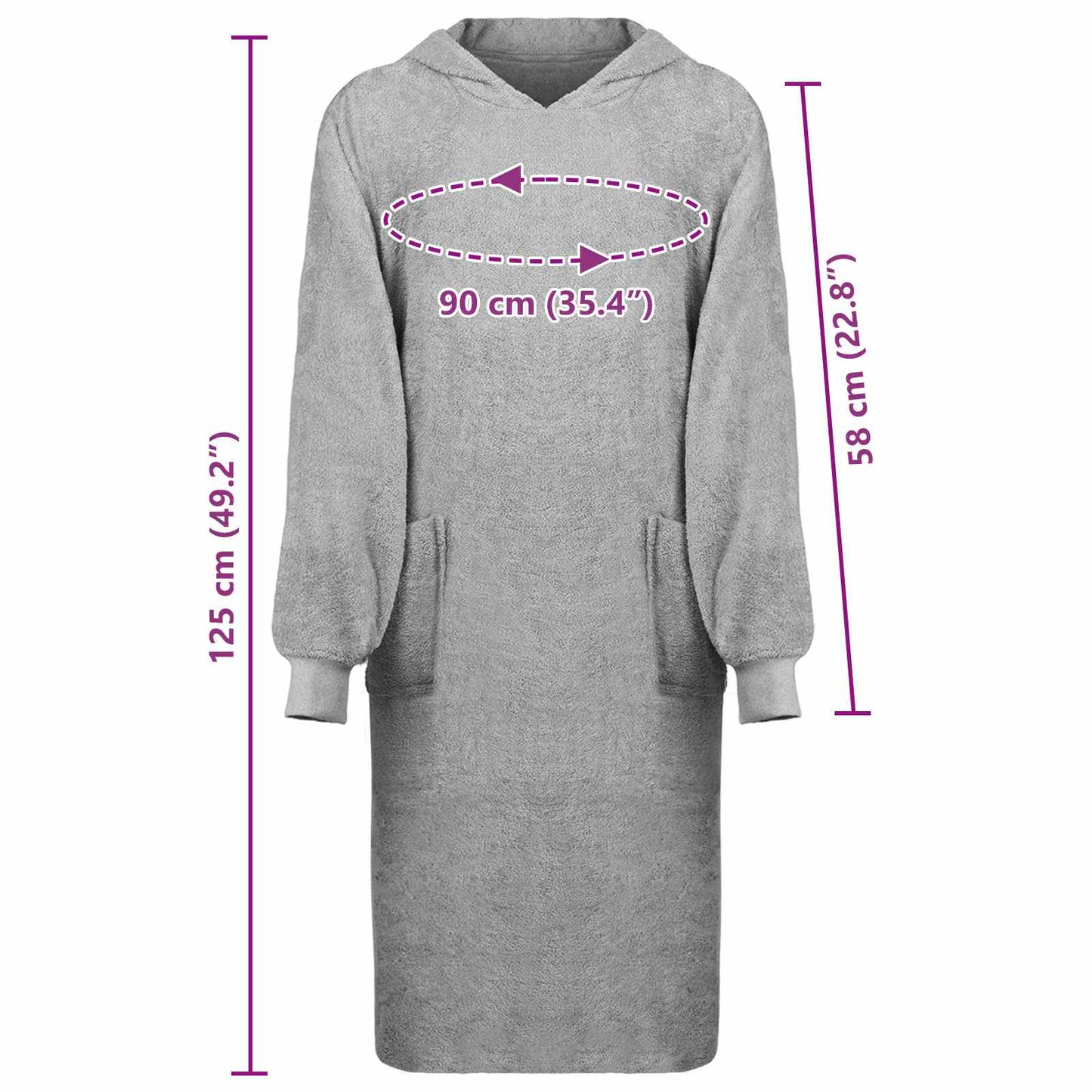 Decken-Hoodie KINN Grau XL Baumwolle