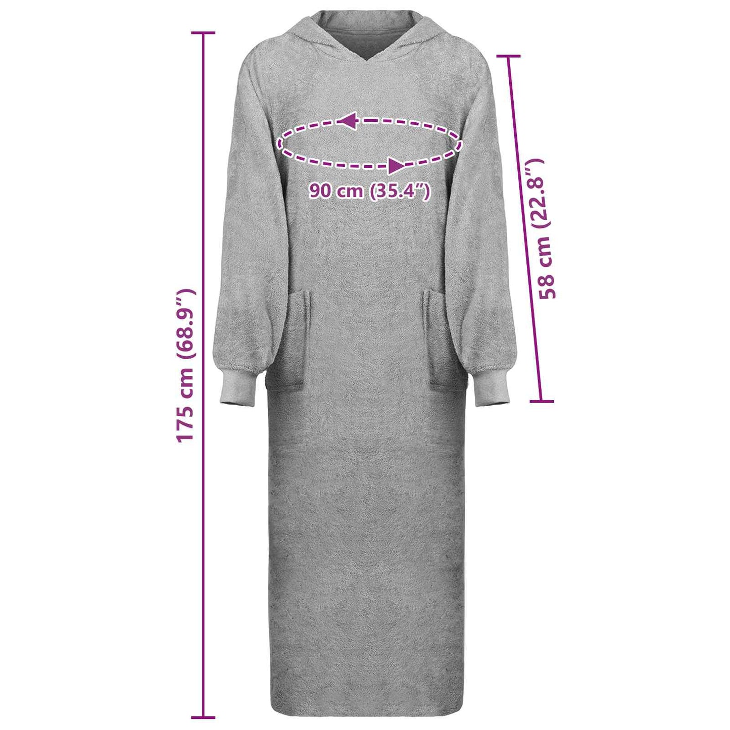 Decken-Hoodie KINN Grau XXL Baumwolle