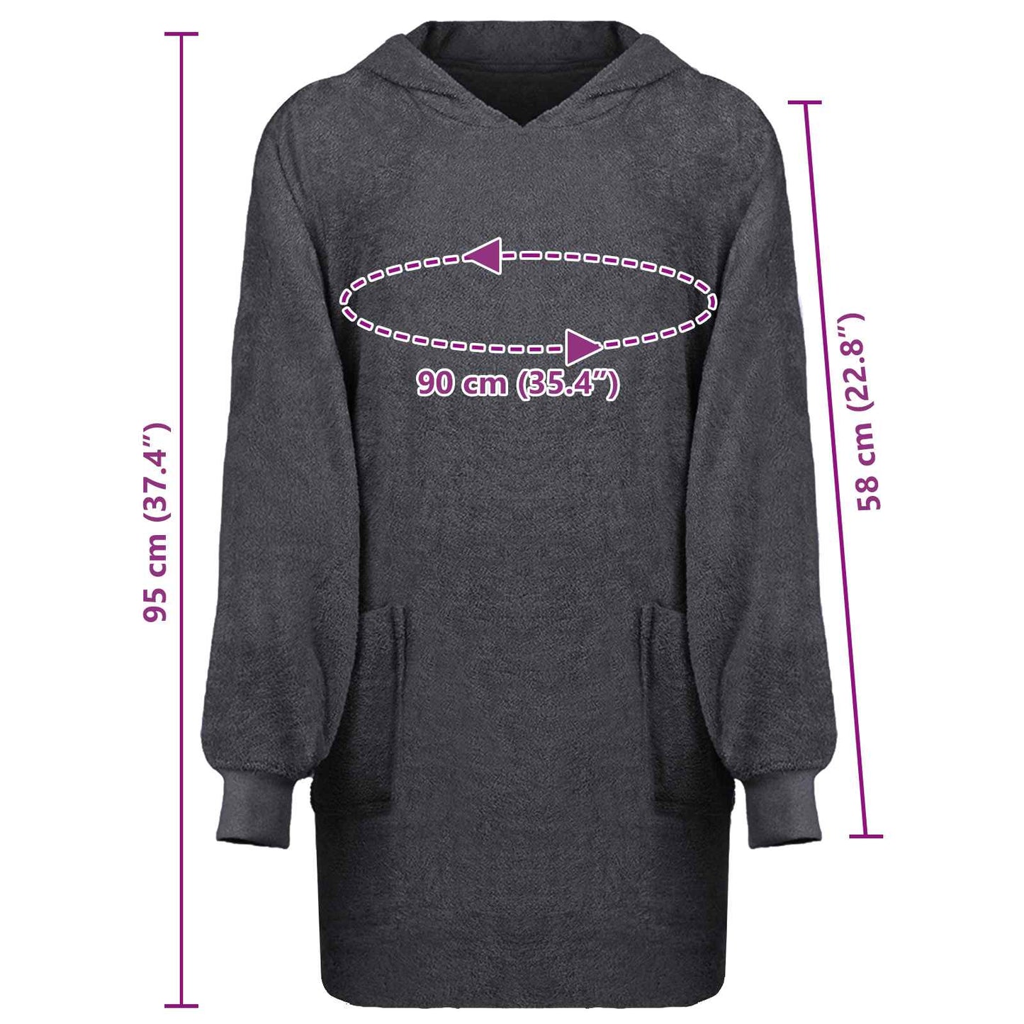Decken-Hoodie KINN Anthrazit L Baumwolle