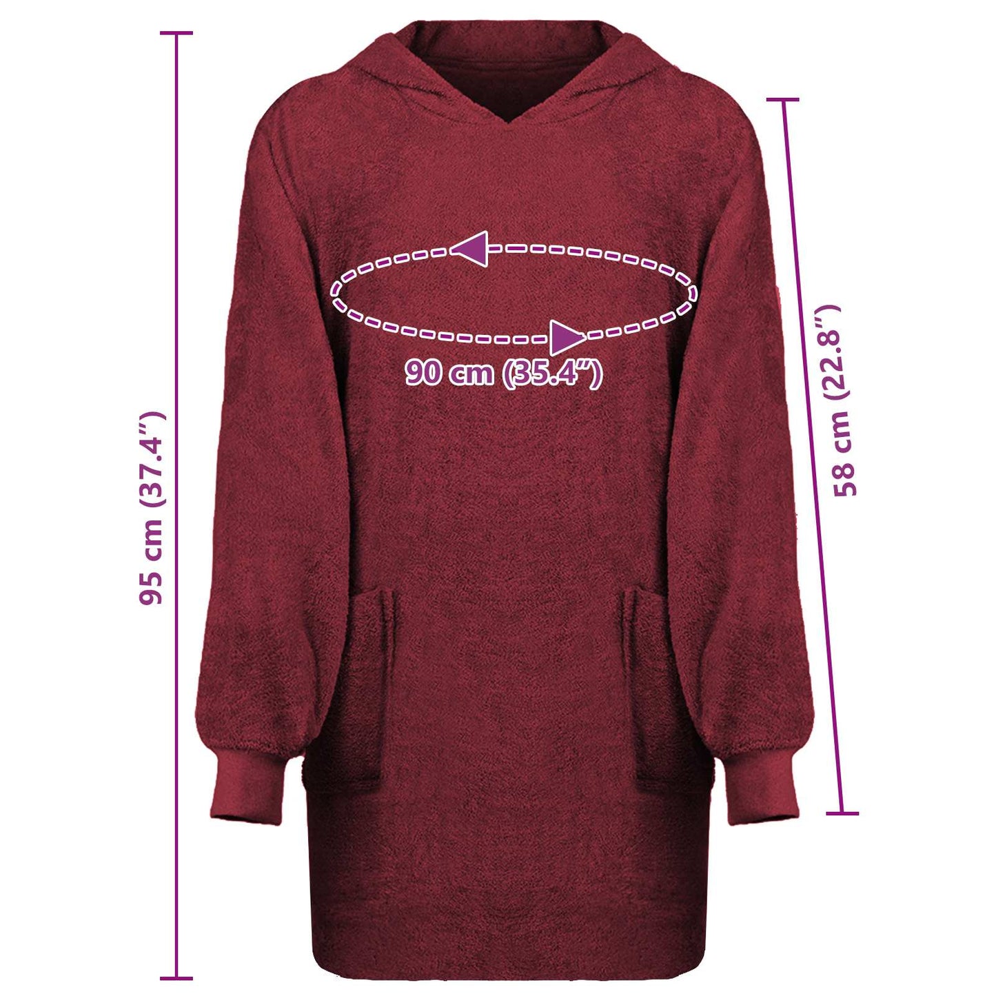 Decken-Hoodie KINN Rot L Baumwolle