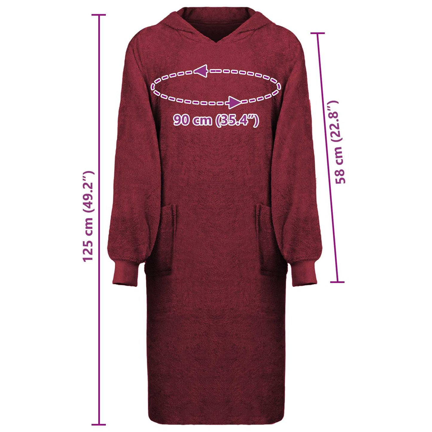 Decken-Hoodie KINN Rot XL Baumwolle