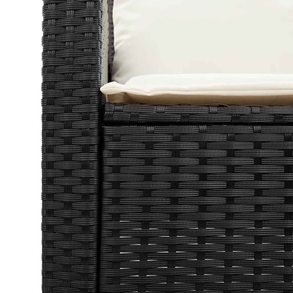 2-seater garden sofa with cushions & table black poly rattan