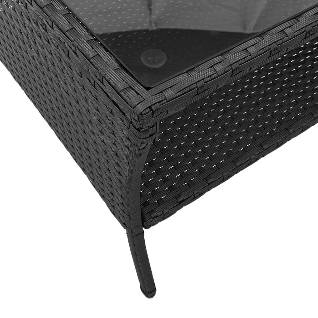 2-seater garden sofa with cushions & table black poly rattan