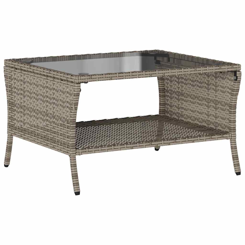 2-seater garden sofa with cushions & table grey poly rattan