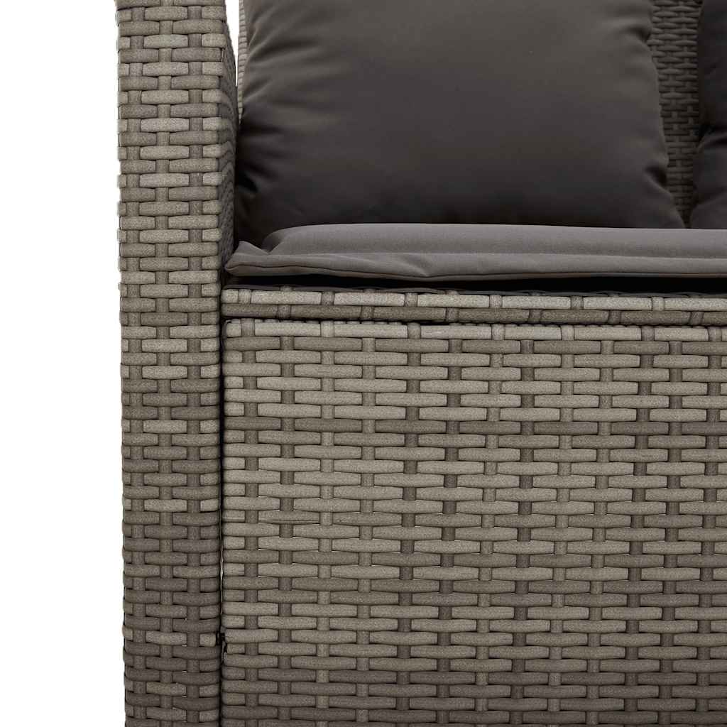 2-seater garden sofa with cushions & table grey poly rattan